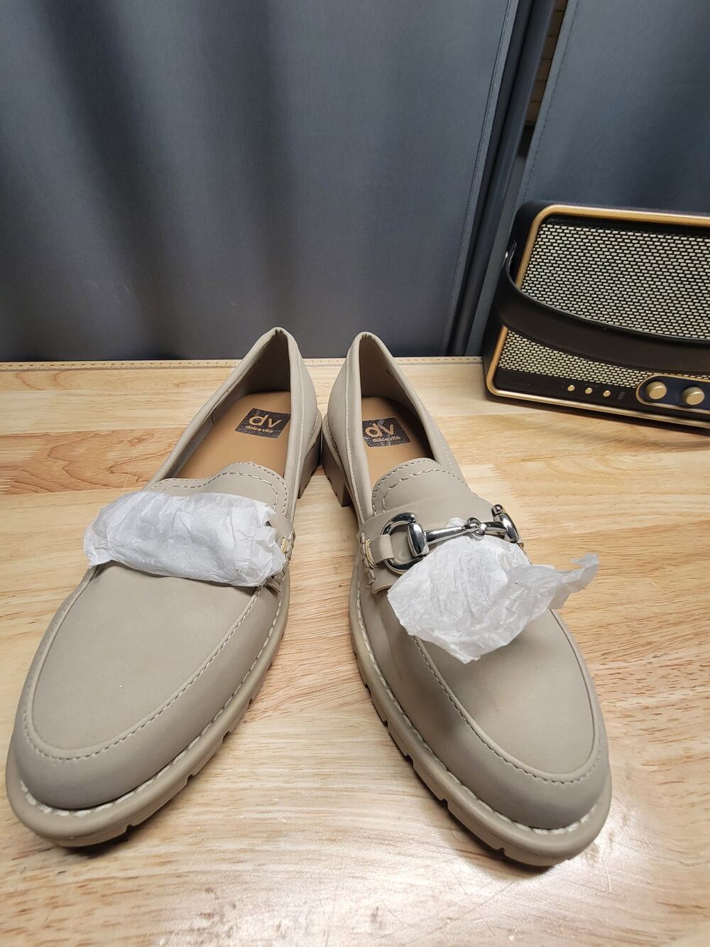Dolce Vita Claudea Horsebit Penny Loafers Women's 7.5 Cream Minimalist Chunky